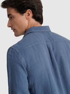 CAMISA LINO AZUL MANGA LARGA SASTRERÍA MARK BELLUCCI