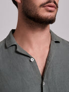 GREEN LINEN SHIRT SHORT SLEEVE REGULAR FIT MARK BELLUCCI