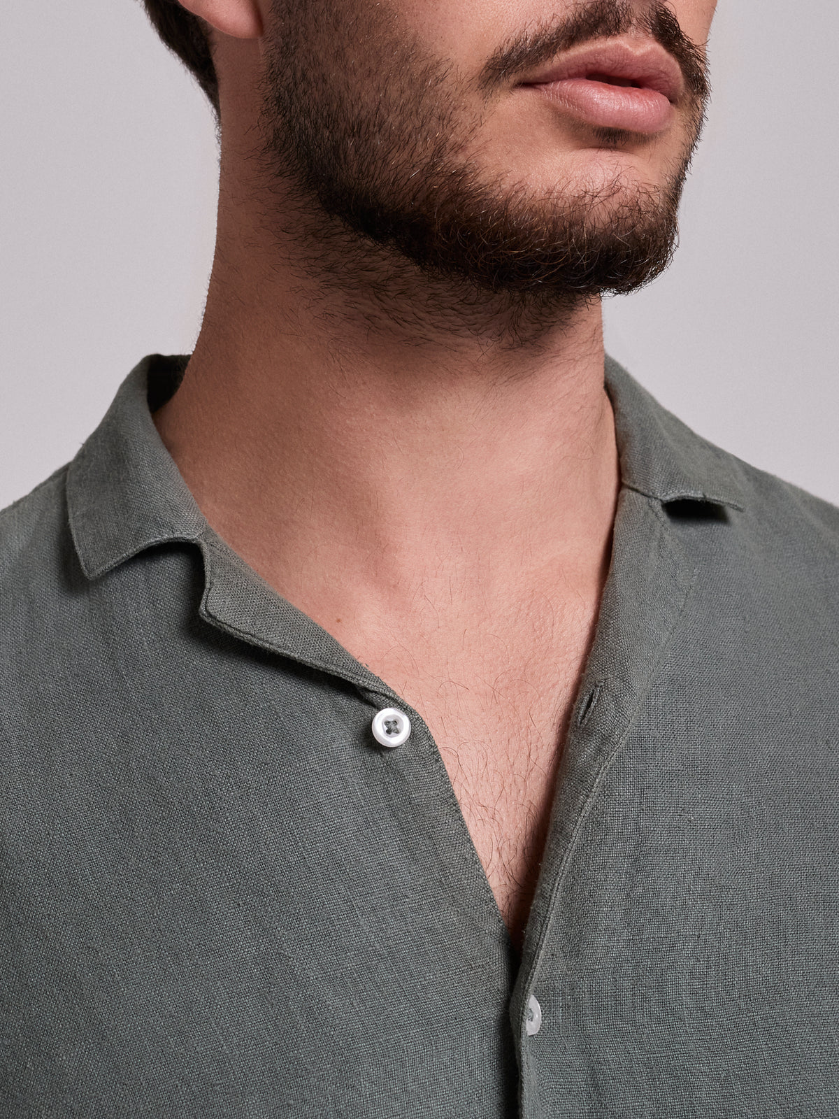 GREEN LINEN SHIRT SHORT SLEEVE REGULAR FIT MARK BELLUCCI