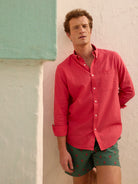 Mr. Blue Pink Linen Regular Fit Shirt