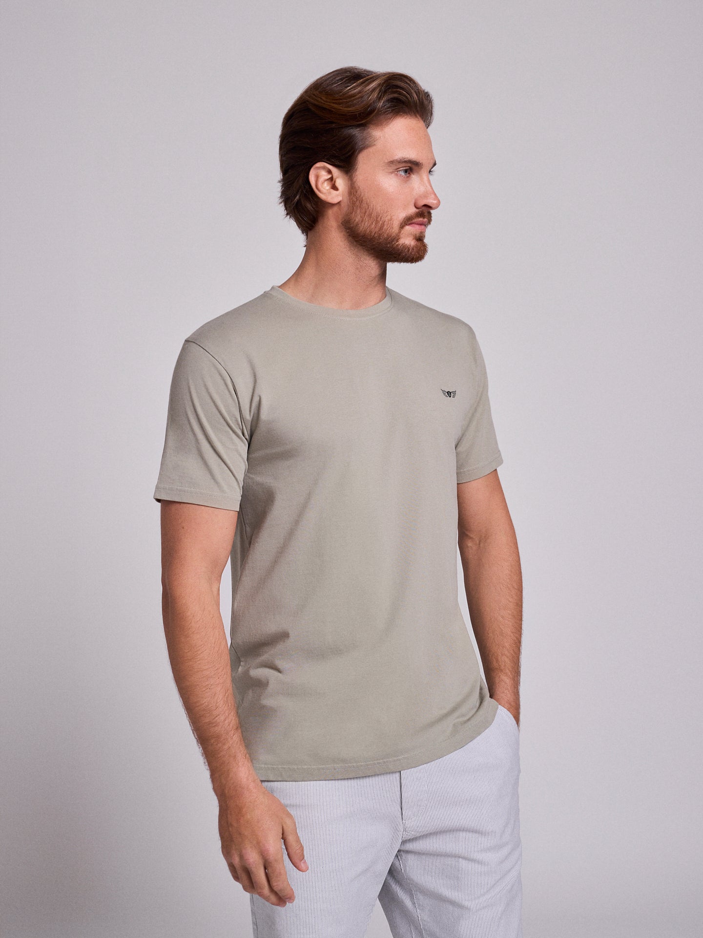 CAMISETA ALGODÓN VERDE MANGA CORTA REGULAR FIT MR. AZUL