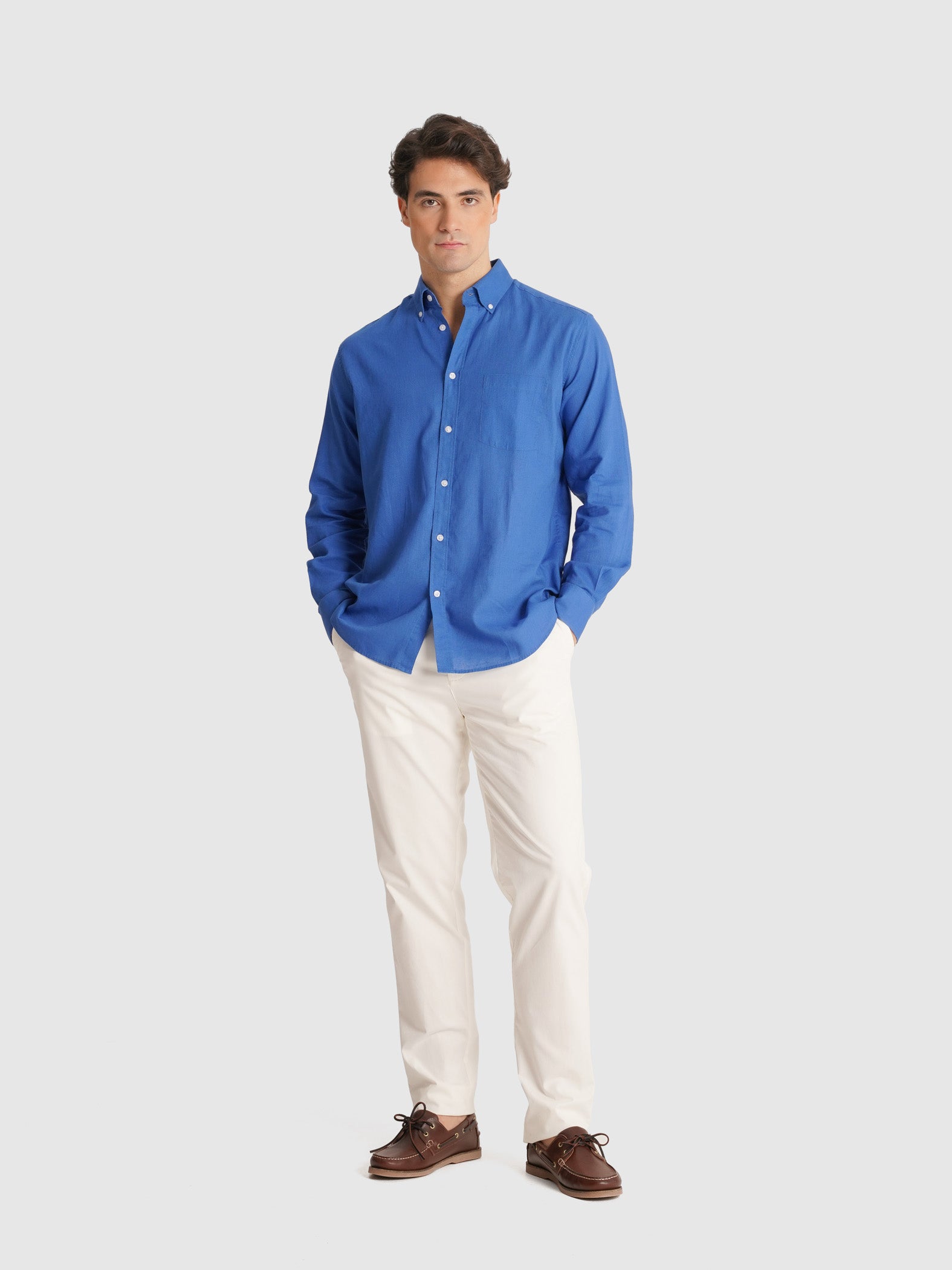CAMISA MR AZUL MANGA LARGA REGULAR FIT. AZUL