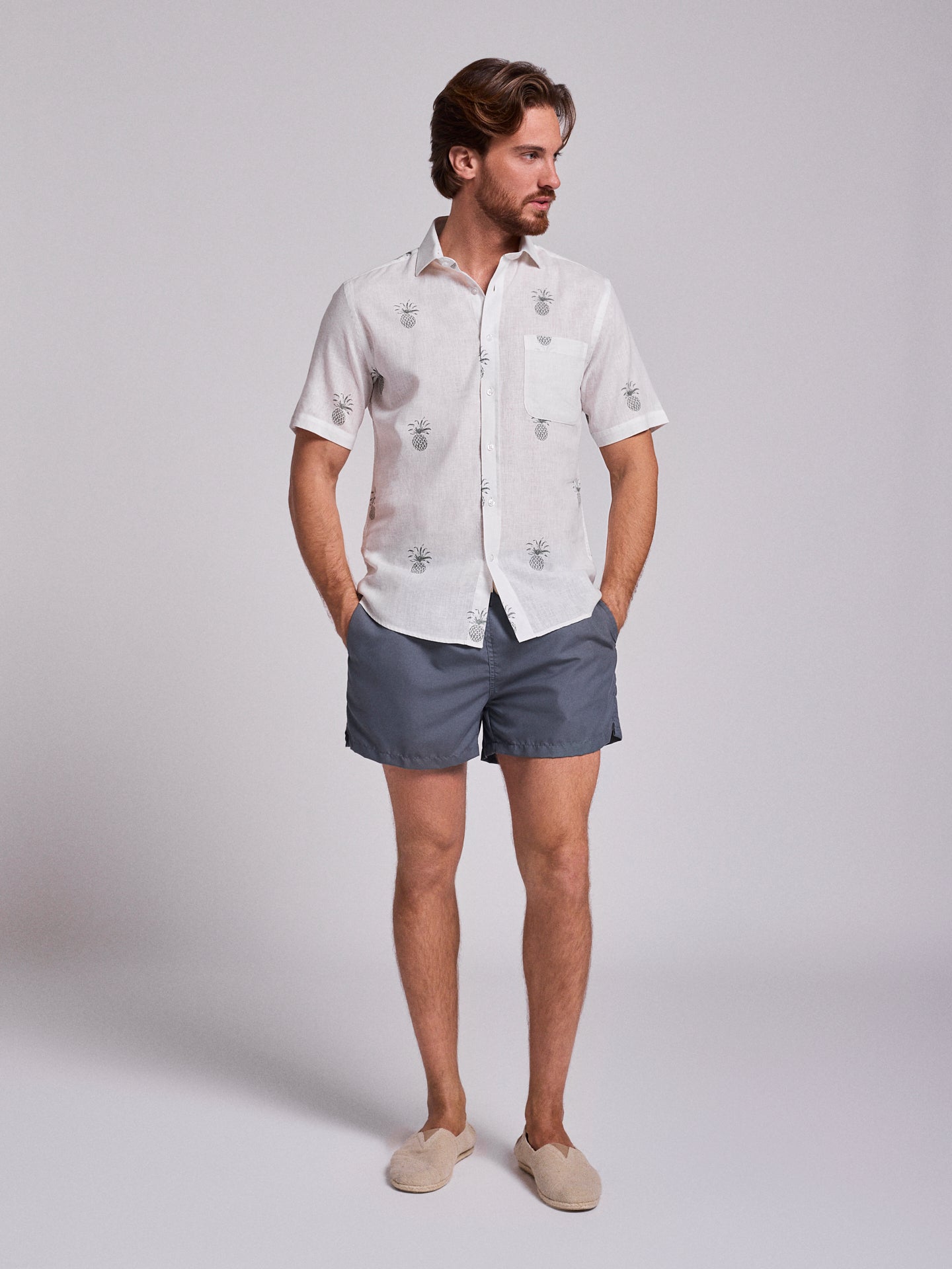 CAMISA LINO VERDE MANGA CORTA REGULAR FIT MR. AZUL