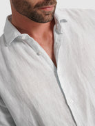 CAMISA LINO AZUL MANGA LARGA SASTRERÍA MARK BELLUCCI