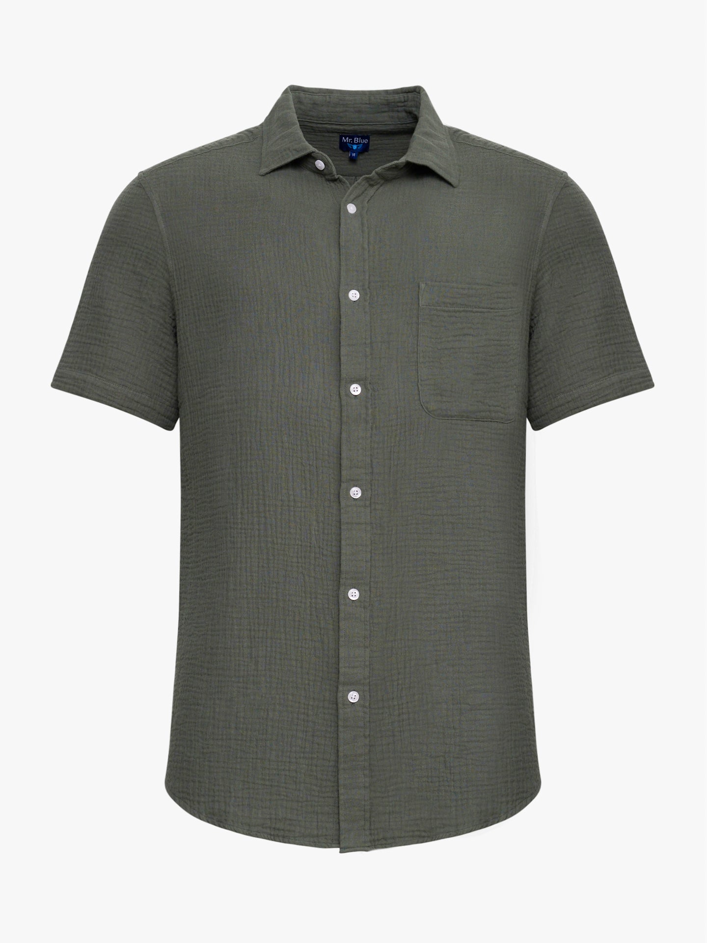 GREEN COTTON SHIRT SHORT SLEEVE REGULAR FIT MR. BLUE