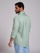CAMISA ALGODÓN VERDE MANGA LARGA REGULAR FIT MR. AZUL