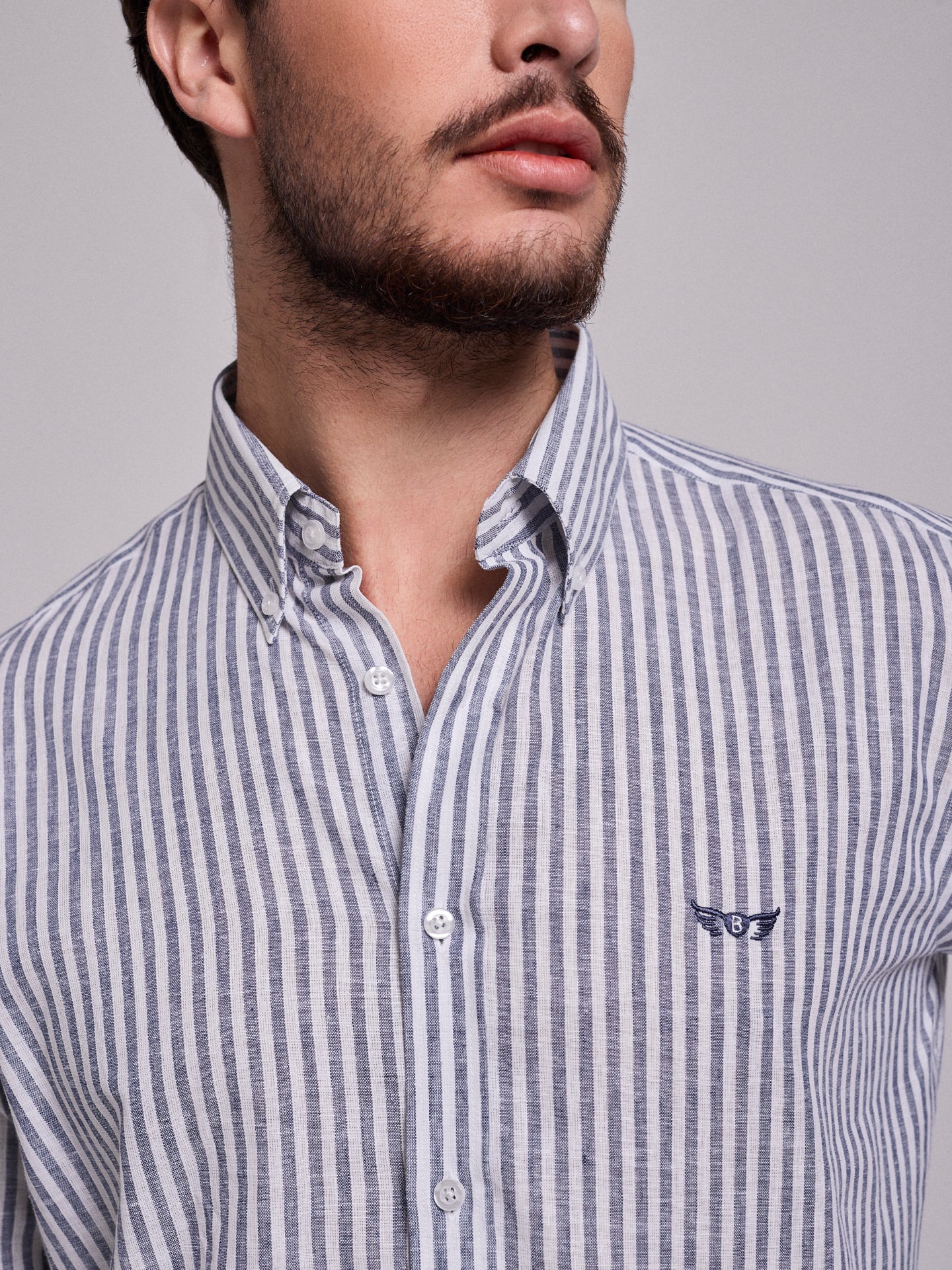 BLUE LINEN SHIRT LONG SLEEVE REGULAR FIT MR. BLUE