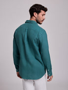 GREEN LINEN SHIRT LONG SLEEVE TAILORED FIT MARK BELLUCCI