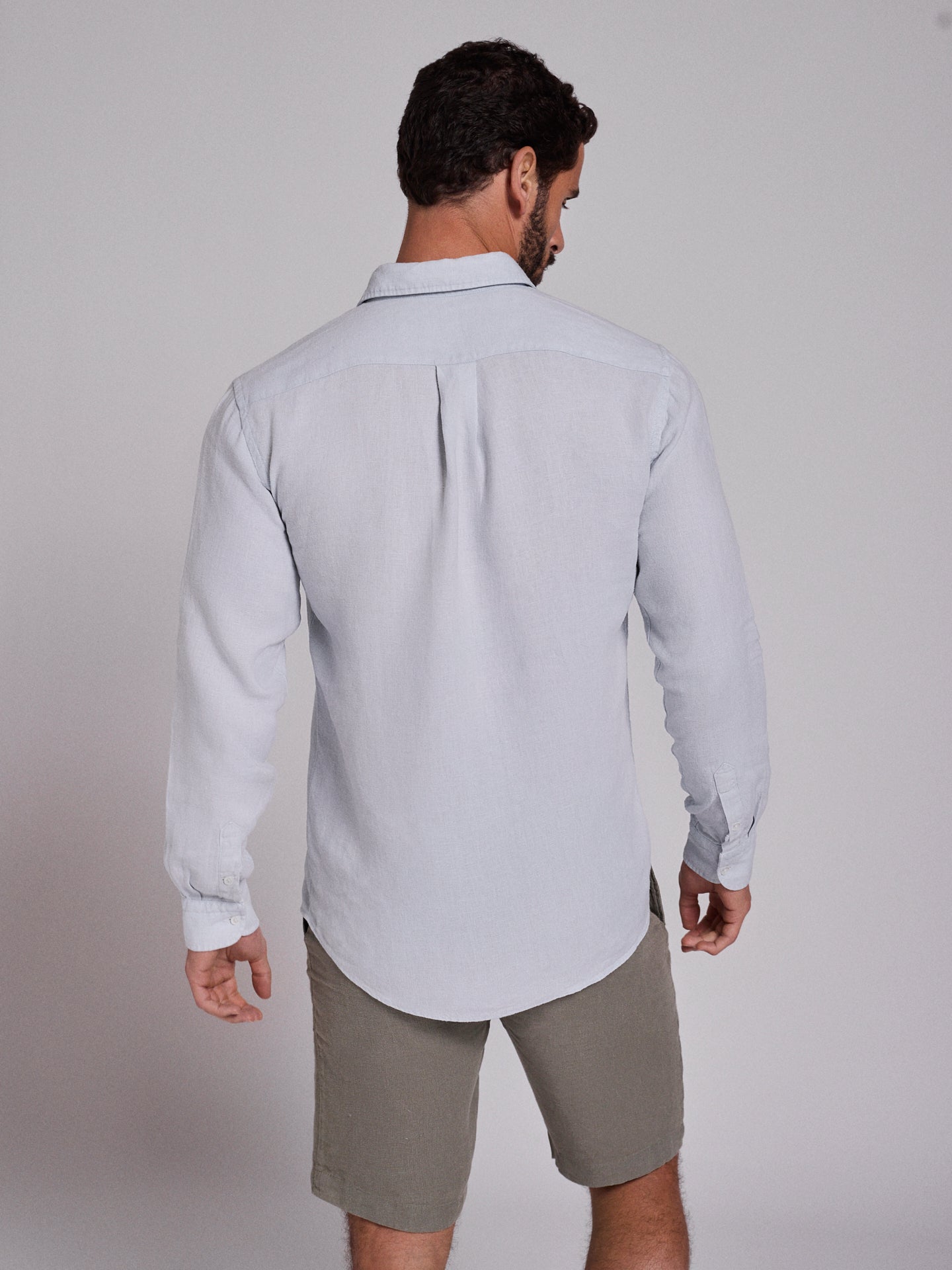 CAMISA LINO AZUL MANGA LARGA SASTRERÍA MARK BELLUCCI
