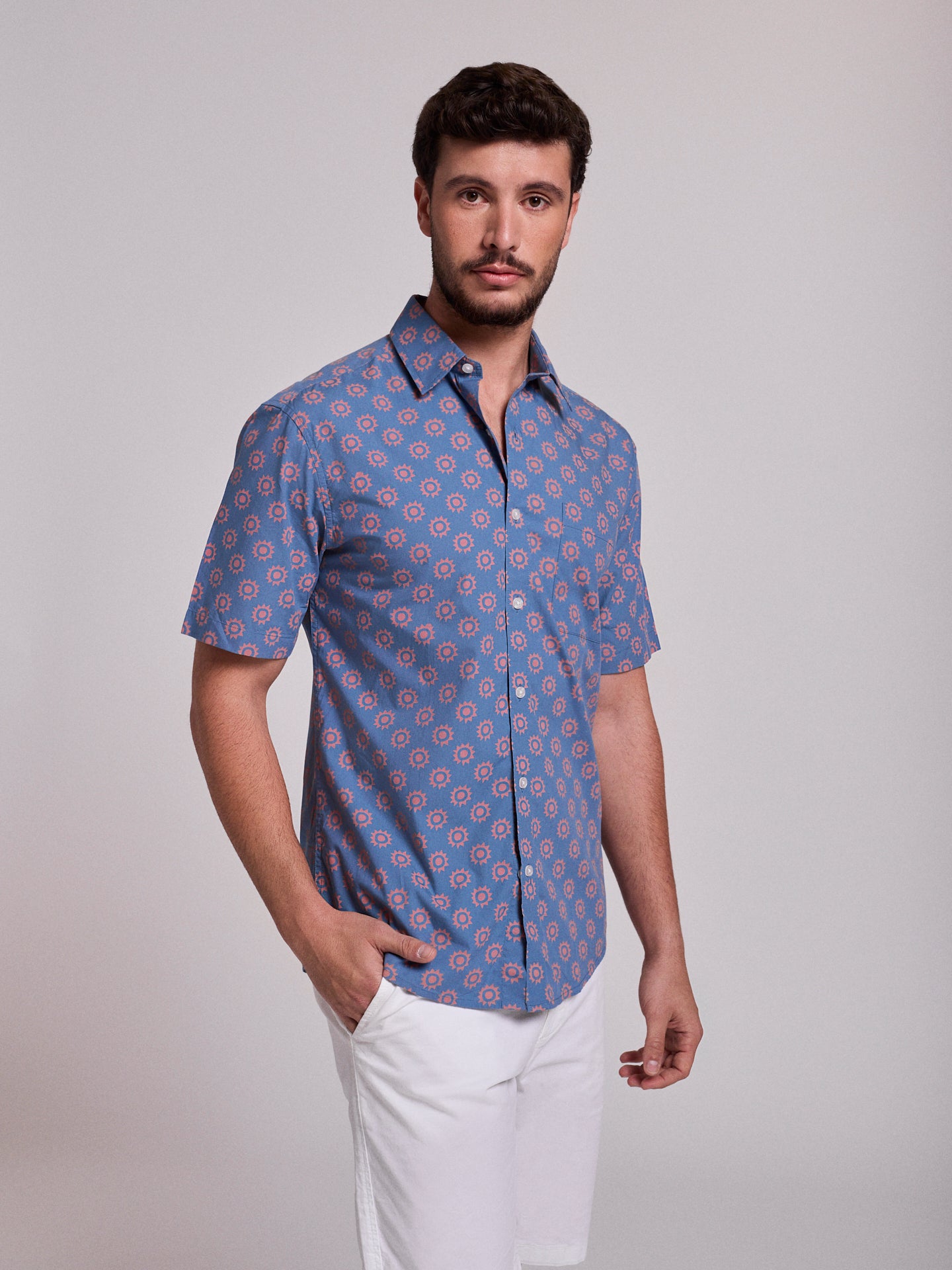 BLUE COTTON SHIRT SHORT SLEEVE REGULAR FIT MR. BLUE