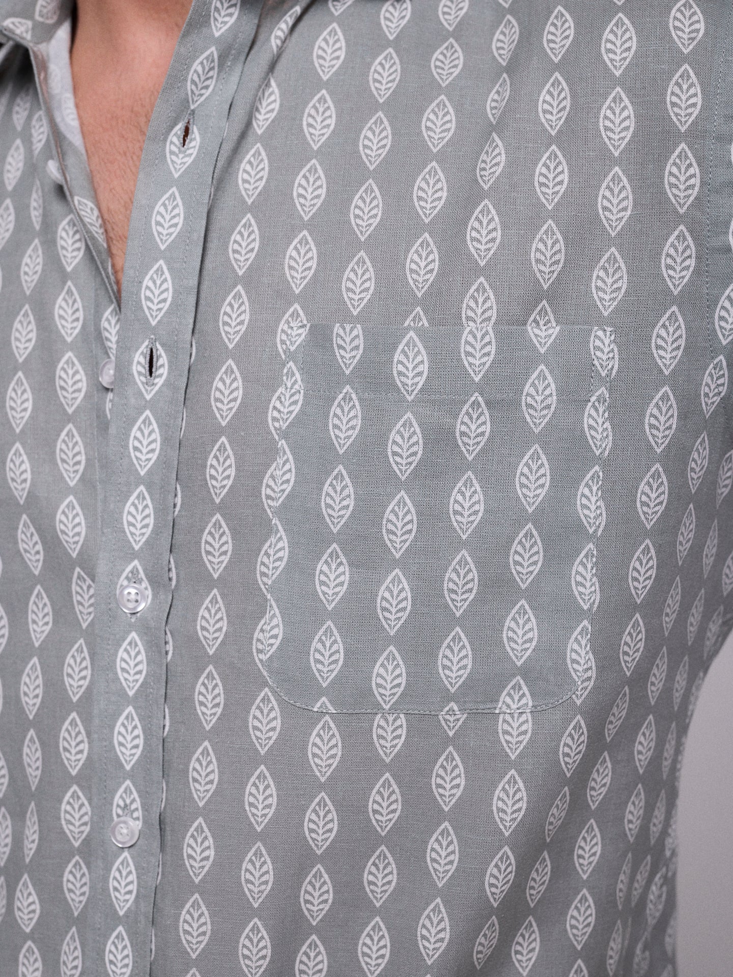 GREEN LINEN SHIRT SHORT SLEEVE REGULAR FIT MR. BLUE