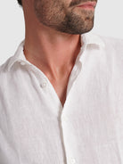 WHITE LINEN SHIRT LONG SLEEVE TAILORED FIT MARK BELLUCCI