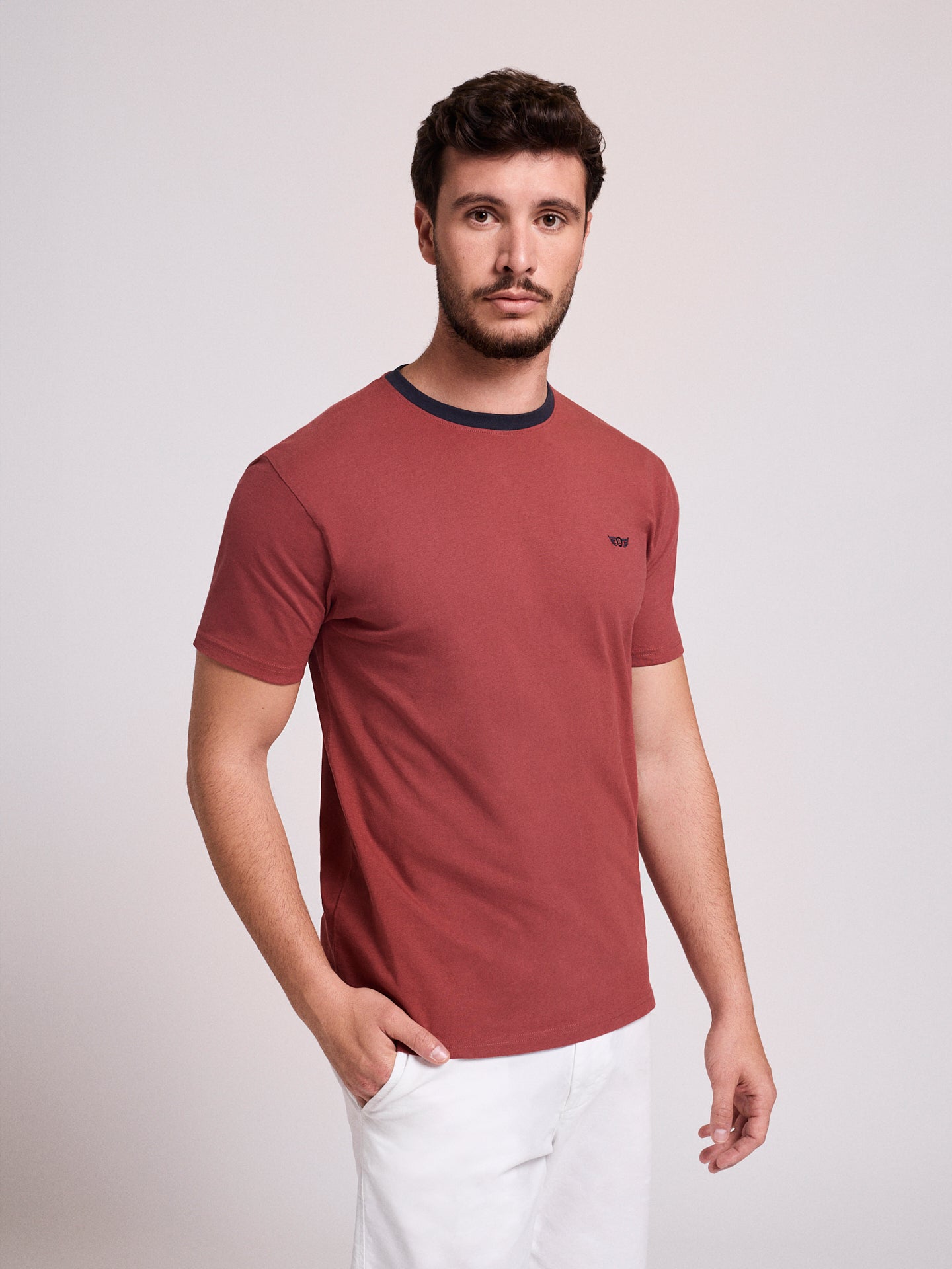 CAMISETA ALGODÓN ROJA MANGA CORTA REGULAR FIT MR. AZUL