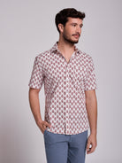 RED COTTON SHIRT SHORT SLEEVE REGULAR FIT MR. BLUE