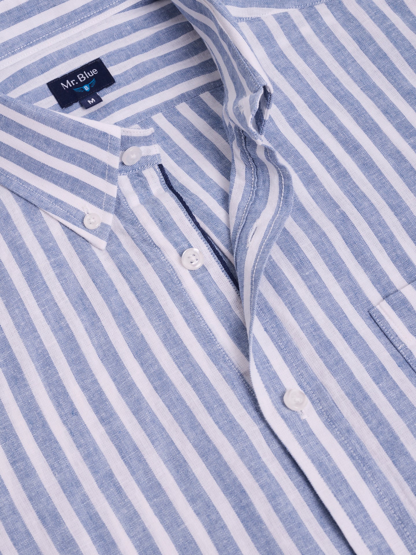 CAMISA LINO AZUL MANGA CORTA REGULAR FIT MR. AZUL