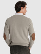 GREEN WOOL PULLOVER WITH REGULAR FIT MR ELBOW PADS. BLUE