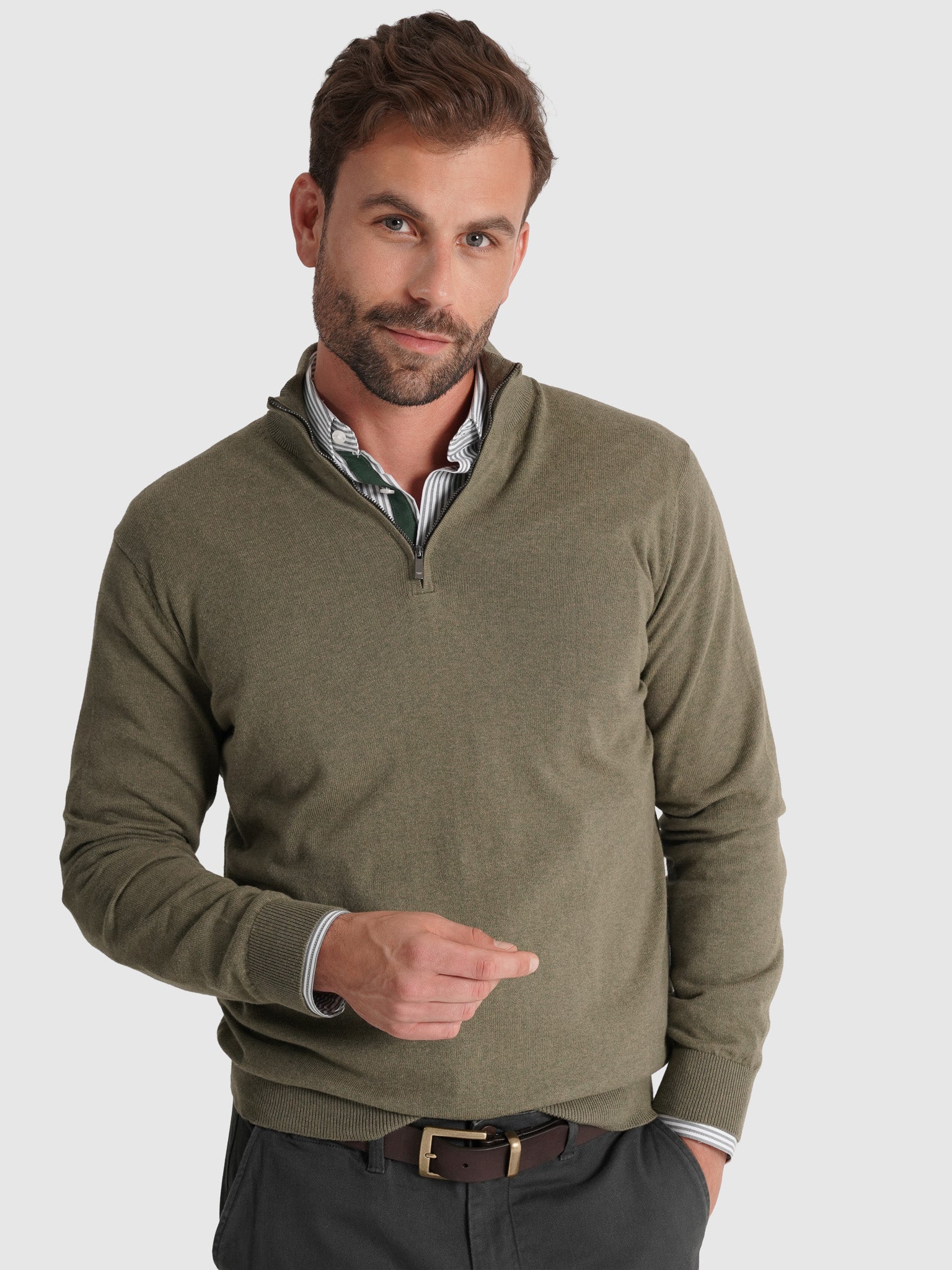 GREEN CASHMERE PULLOVER LONG SLEEVE REGULAR FIT MR. BLUE