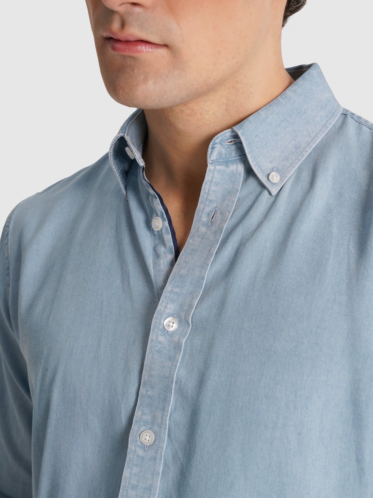 CAMISA AZUL JEANS MANGA LARGA REGULAR FIT MR. AZUL