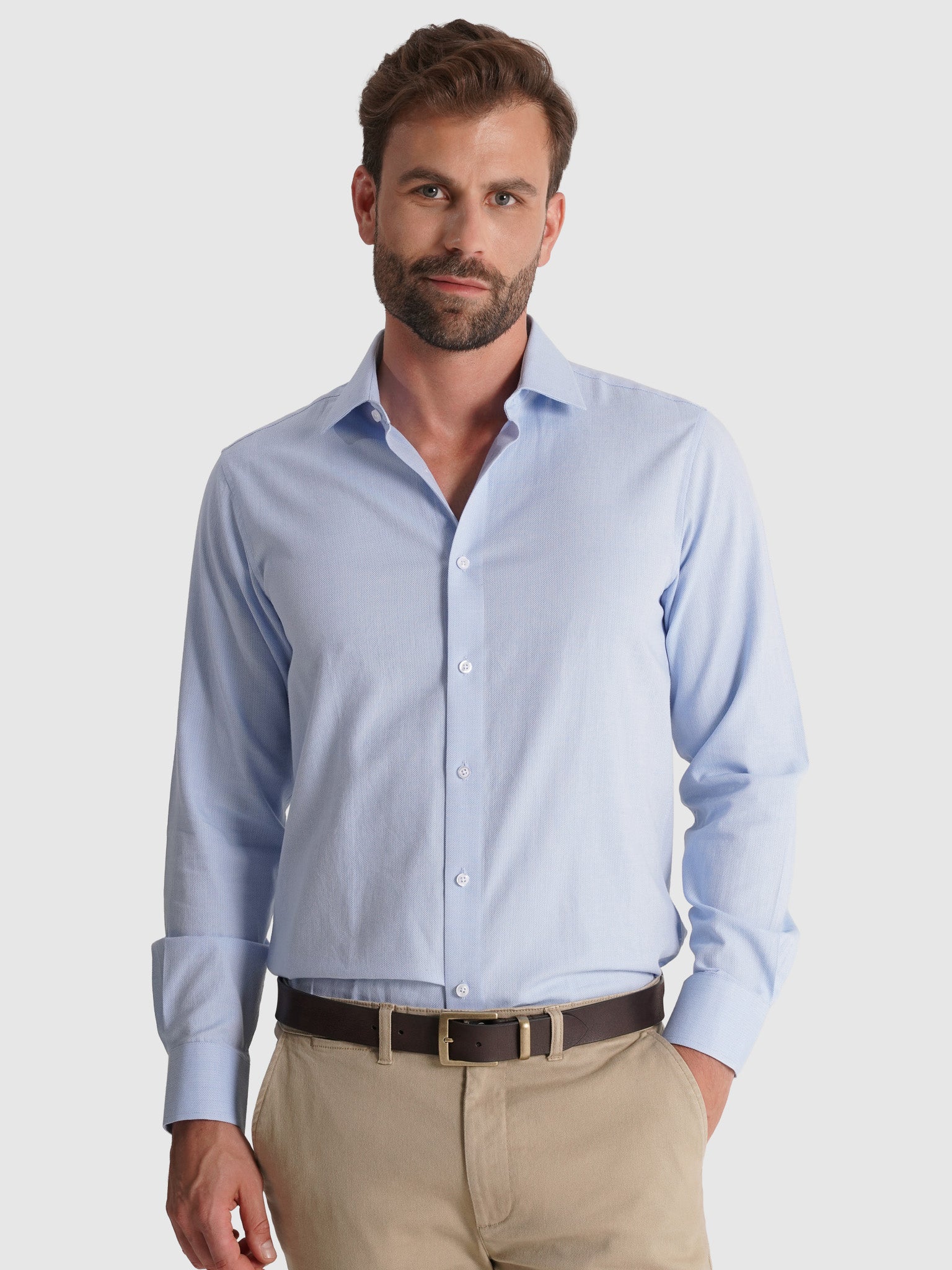 BLUE COTTON SHIRT LONG SLEEVE SLIM FIT MR. BLUE