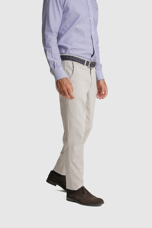 CALÇAS ALGODÃO SLIM FIT BEGES LISAS MR. BLUE