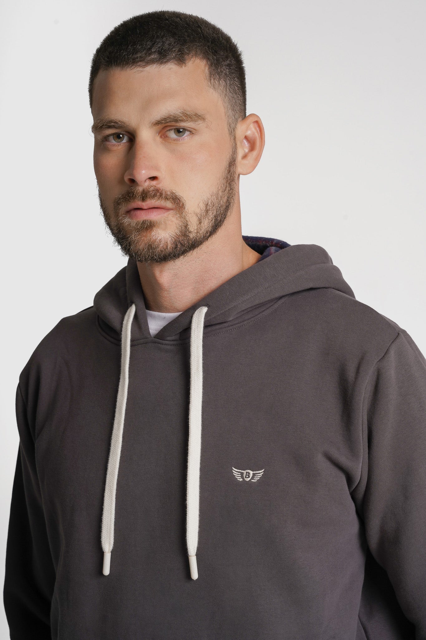 HOODIE ALGODÃO CINZENTO LISO MR. BLUE