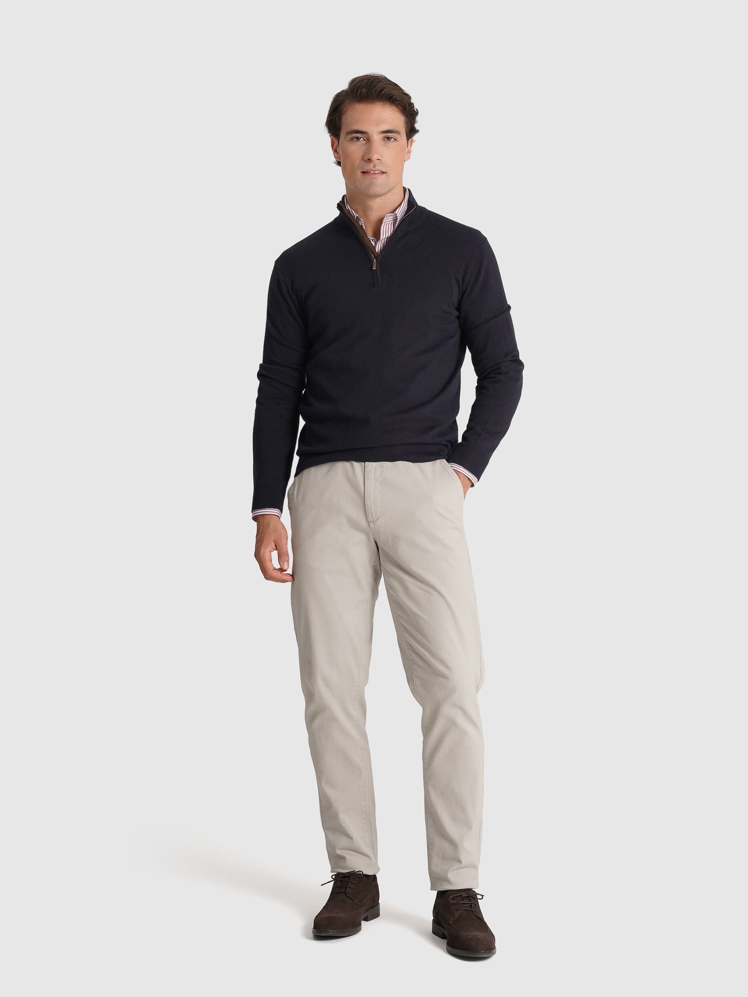 PULLOVER CAXEMIRA REGULAR FIT AZUL LISO MR. BLUE