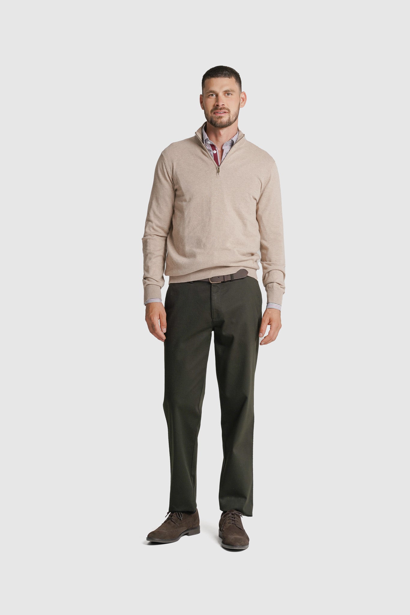 PULLOVER CAXEMIRA REGULAR FIT BEGE LISO MR. BLUE