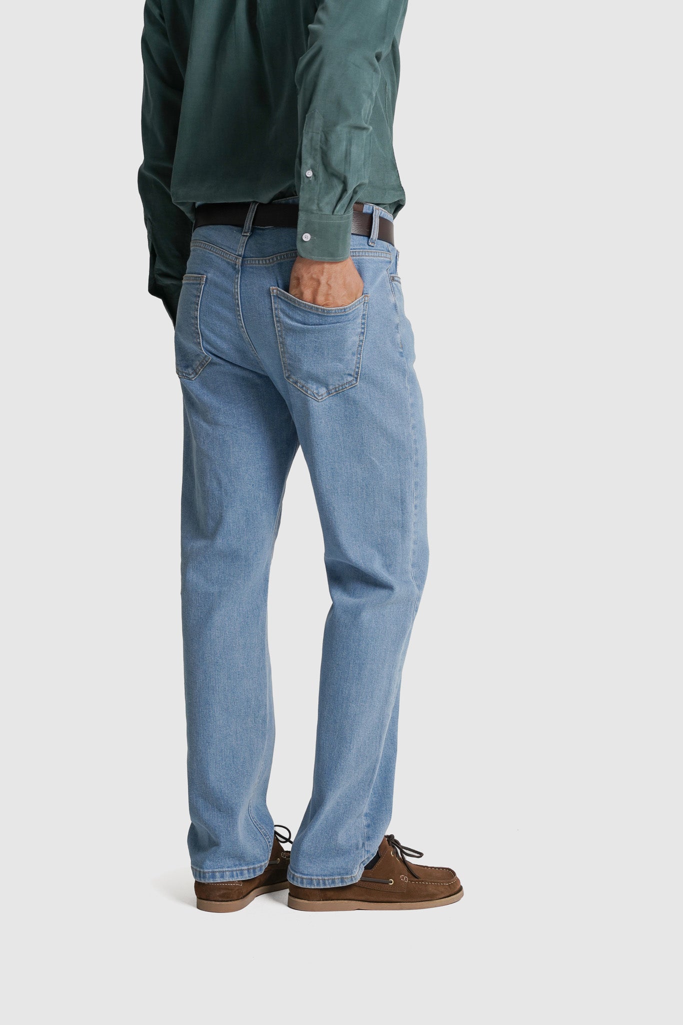 CALÇAS ALGODÃO REGULAR FIT AZUIS LISAS MR. BLUE