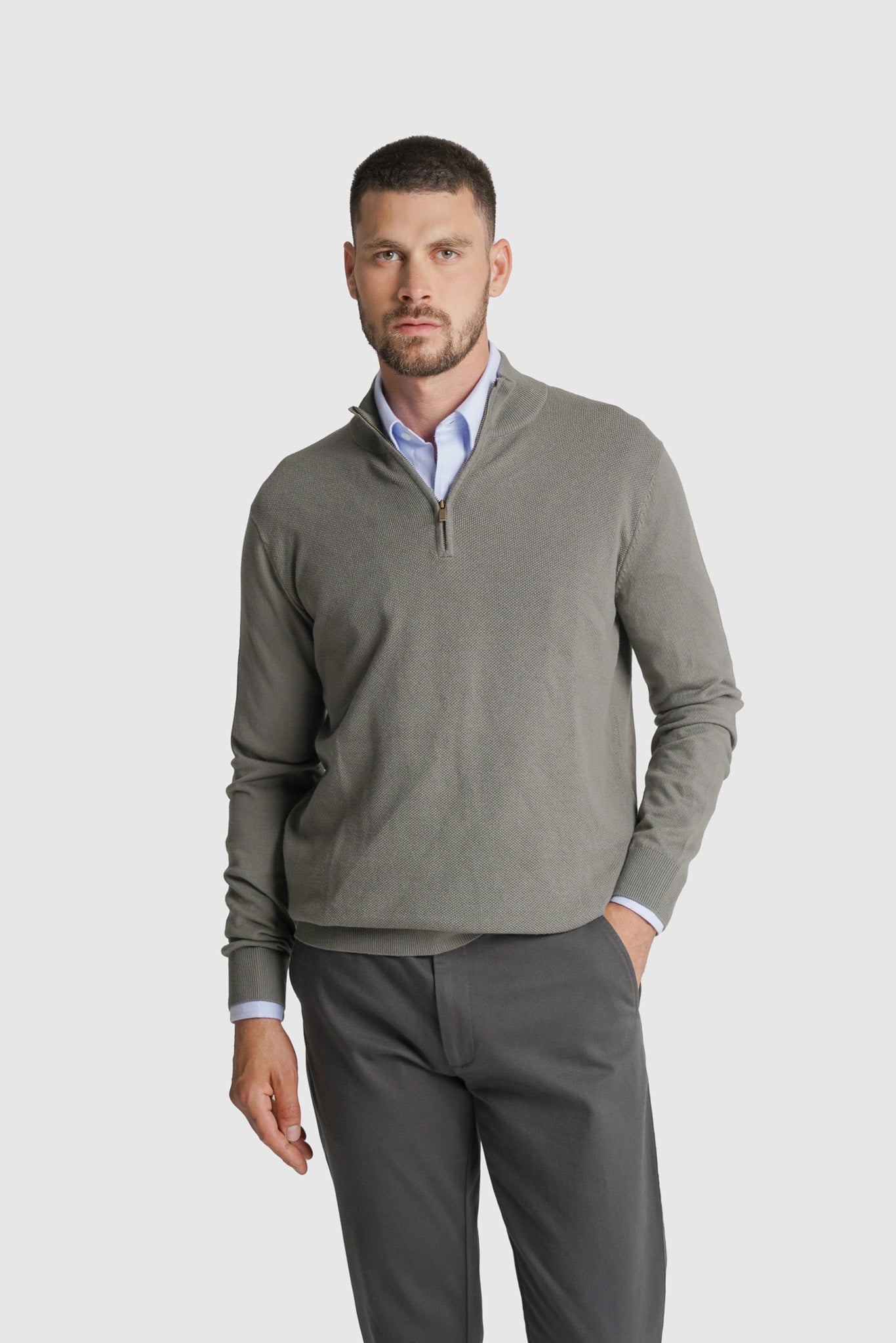 PULLOVER LÃ REGULAR FIT VERDE LISO MR. BLUE