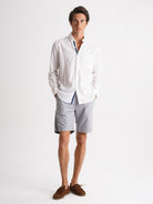Camisa Regular Fit Lino Blanca Mr. Blue