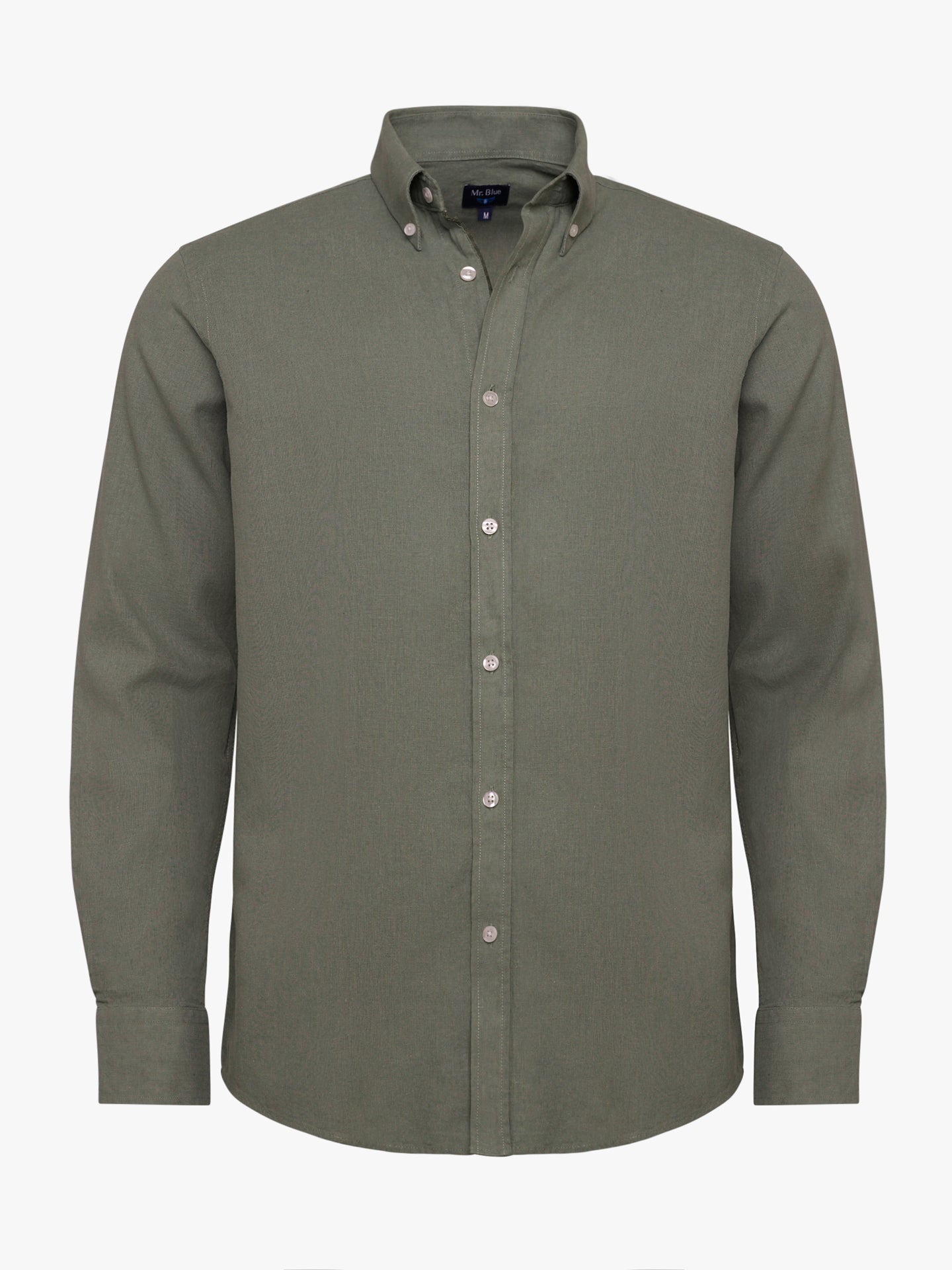 Camisa de corte estándar de lino verde de Mr. Blue