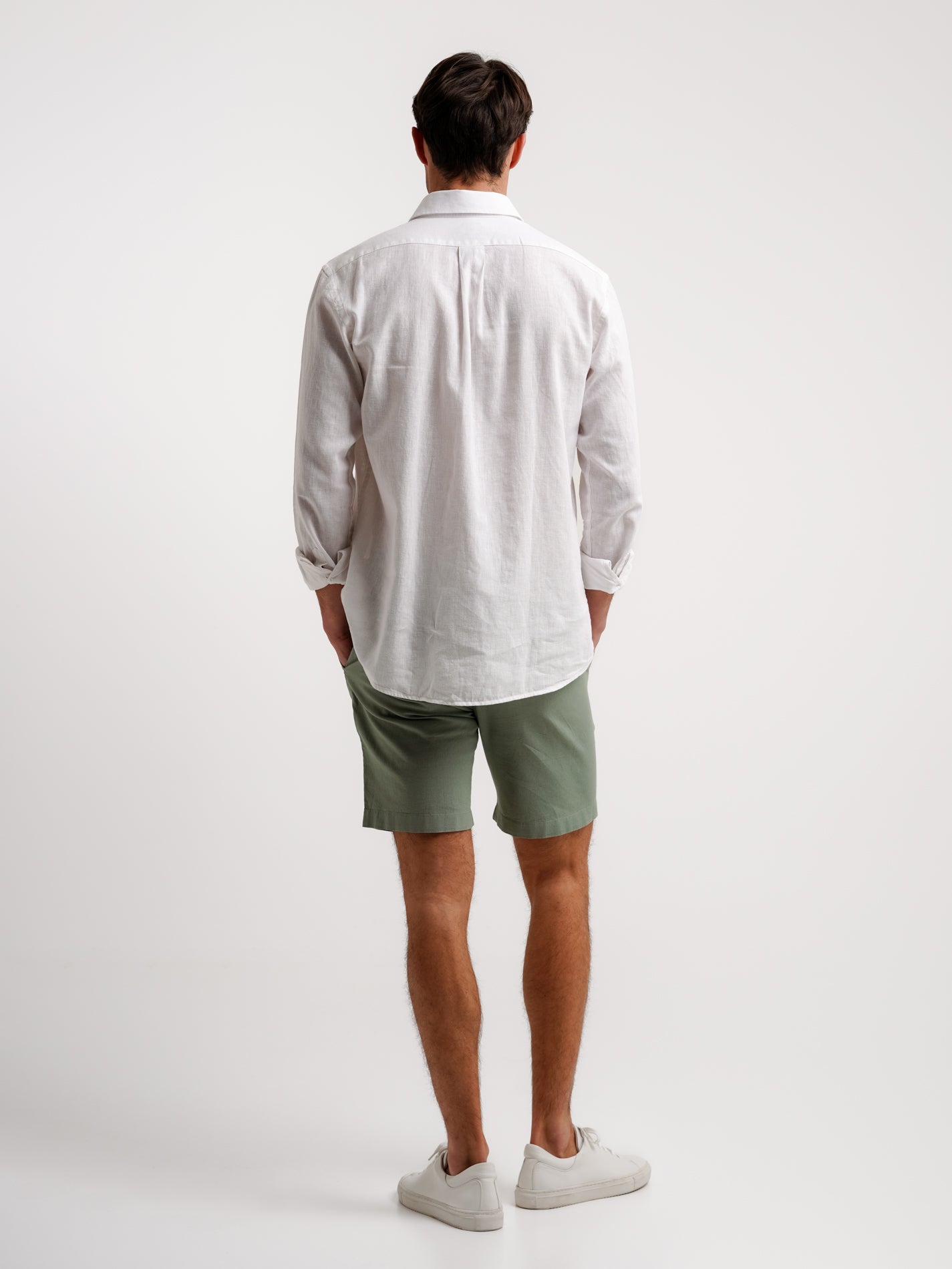 Camisa Regular Fit Lino Blanca Mr. Blue