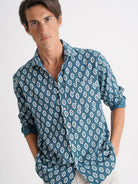 Camisa Regular Fit Lino Azul Mr. Blue