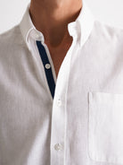 Camisa Regular Fit Lino Blanca Mr. Blue
