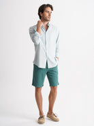 Camisa Regular Fit Lino Azul Mr. Blue