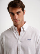 Camisa Regular Fit Lino Blanca Mr. Blue