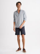Camisa de lino azul slim fit Mr. Blue