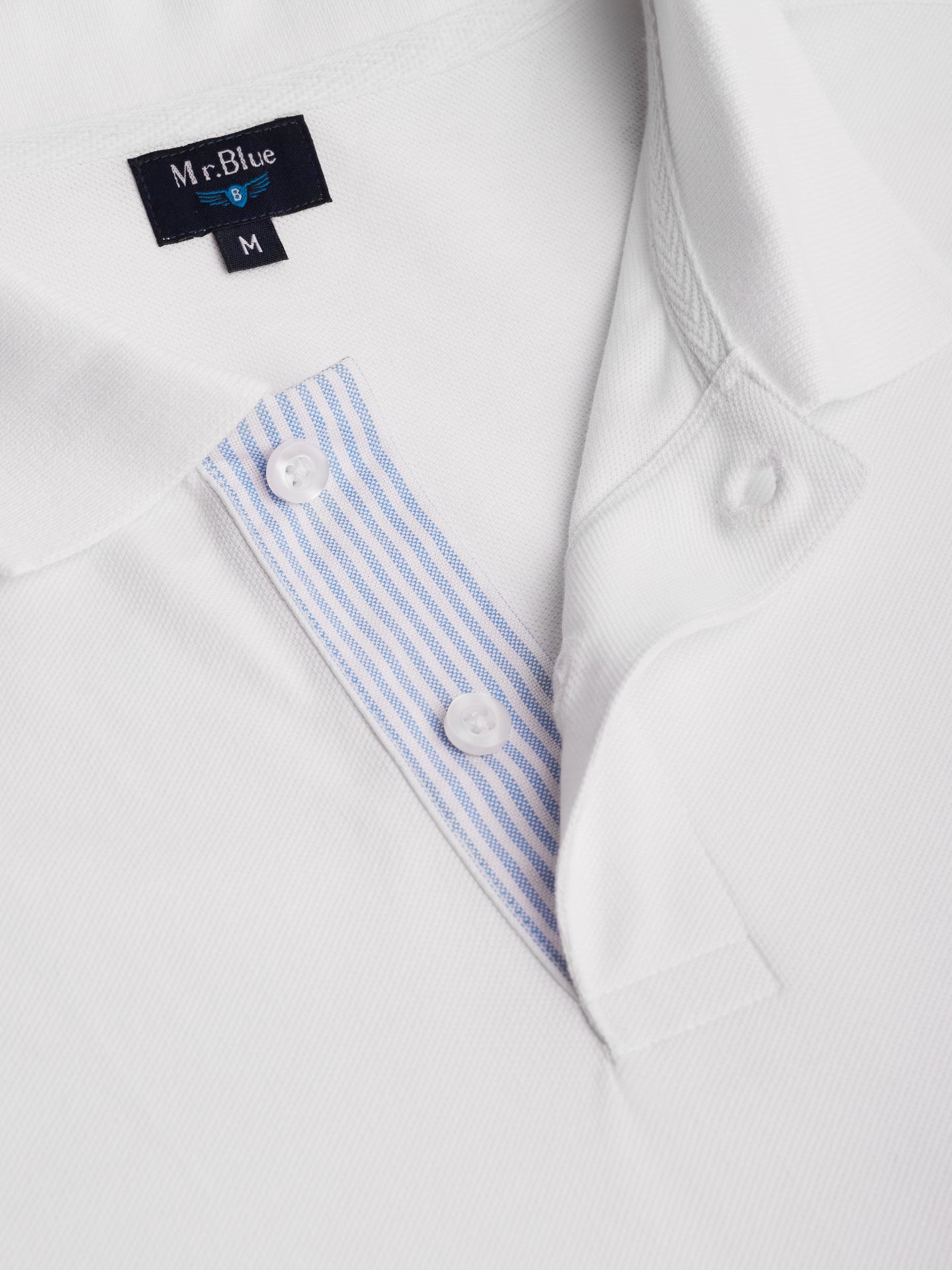 Polo de piquet blanco de corte estándar de Mr. Blue