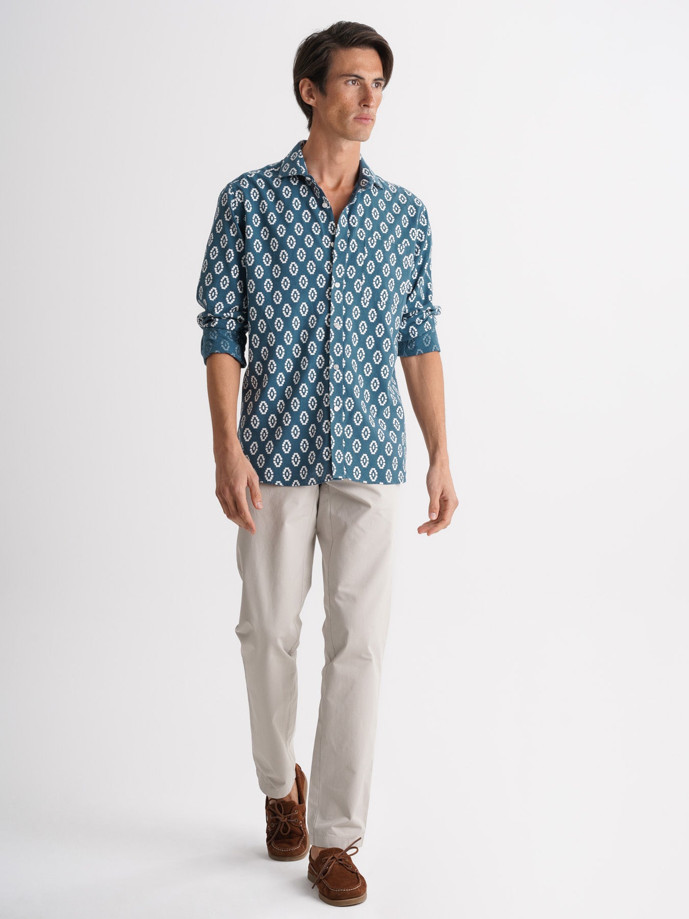 Camisa Regular Fit Lino Azul Mr. Blue