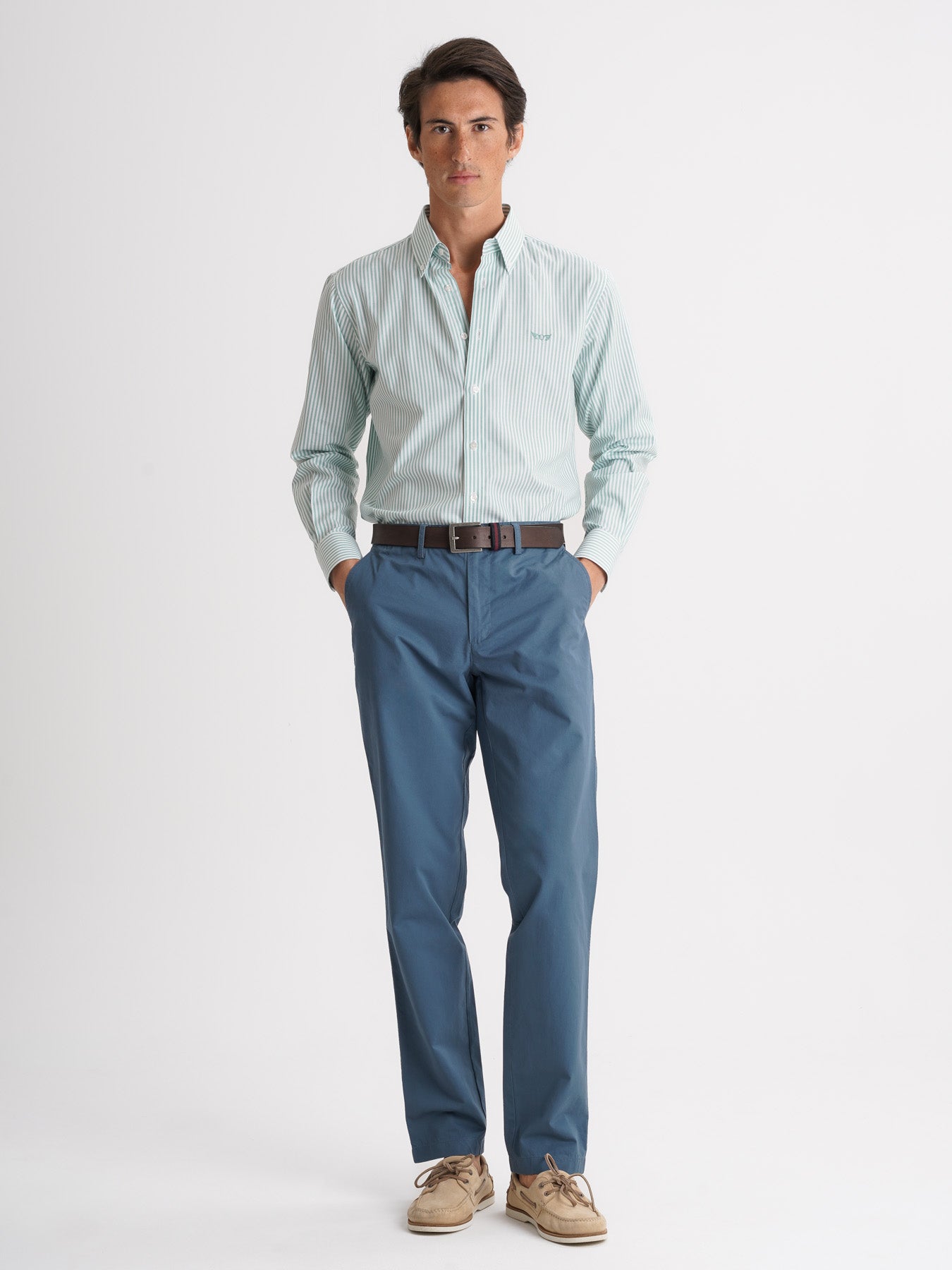 Camisa Oxford Corte Regular Mr. Blue Verde