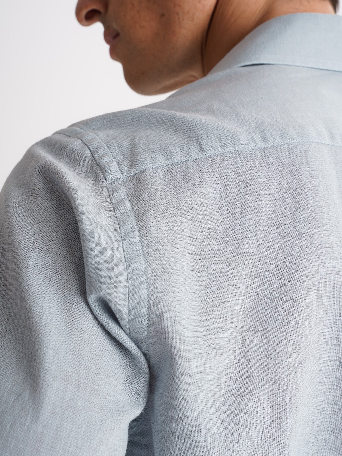Camisa de lino azul slim fit Mr. Blue