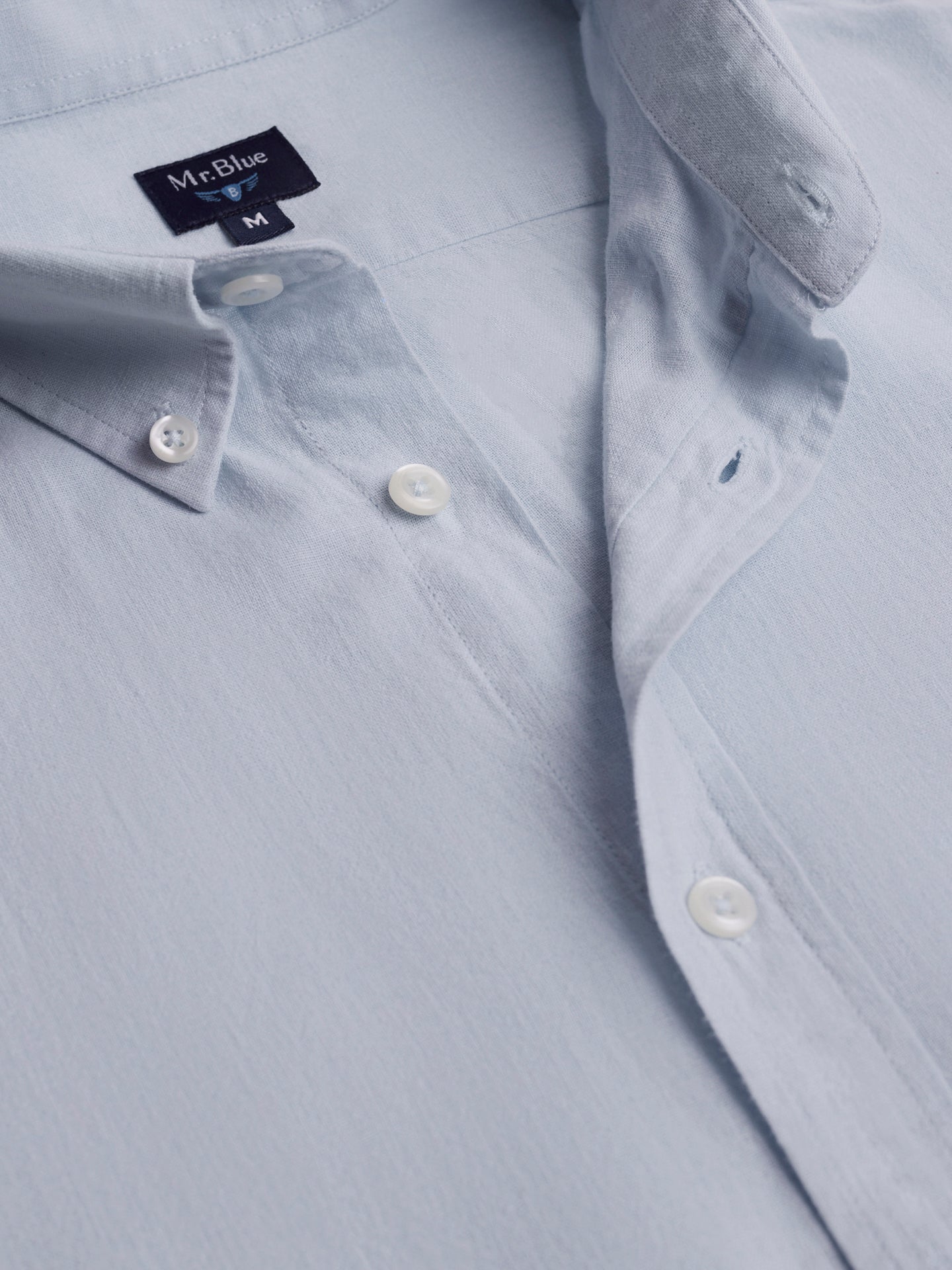Camisa Regular Fit Lino Azul Mr. Blue