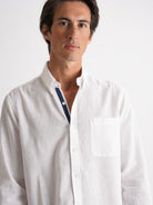 Camisa Regular Fit Lino Blanca Mr. Blue