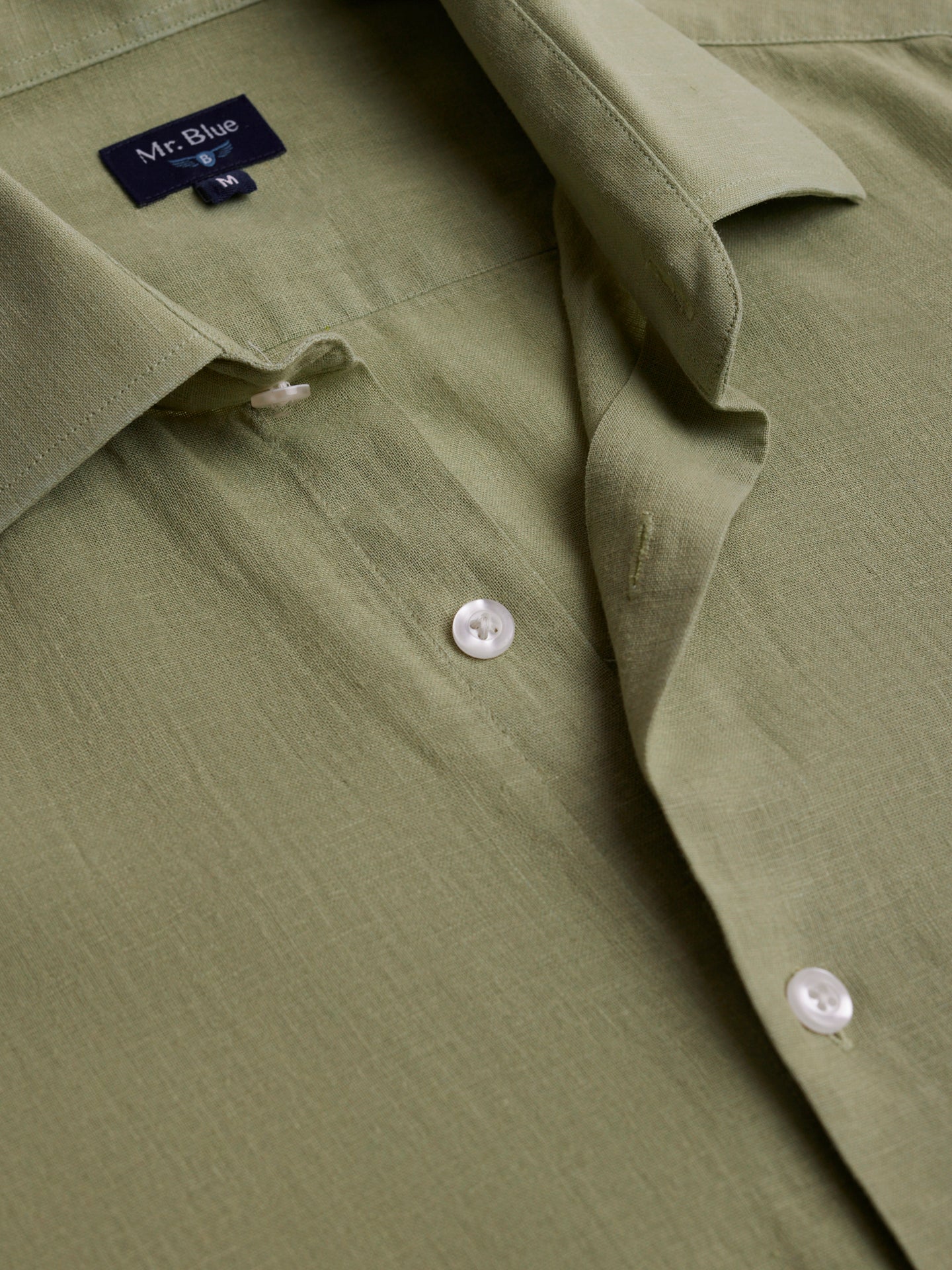 Camisa de corte slim de lino verde de Mr. Blue