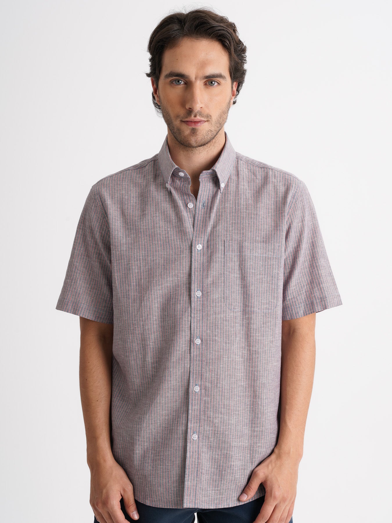 Camisa Regular Fit Lino Azul Mr. Blue