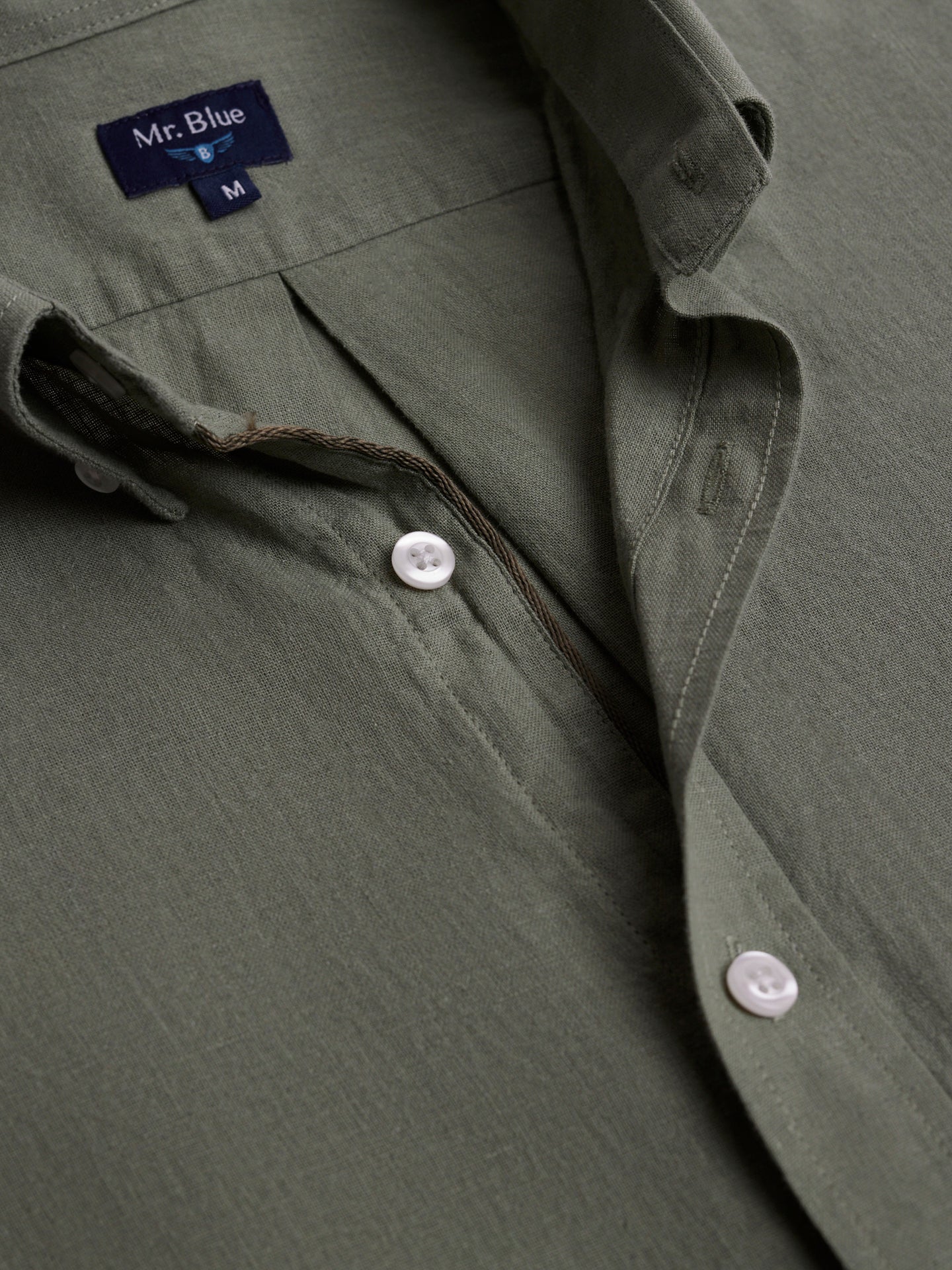 Camisa de corte estándar de lino verde de Mr. Blue