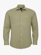 Camisa de corte slim de lino verde de Mr. Blue