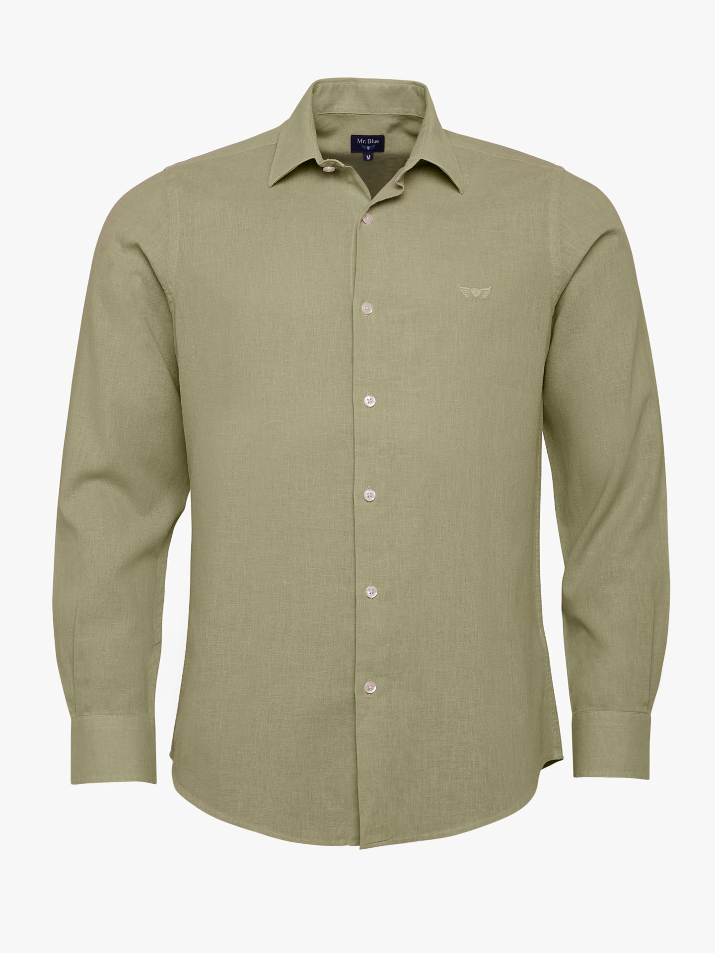 Camisa de corte slim de lino verde de Mr. Blue