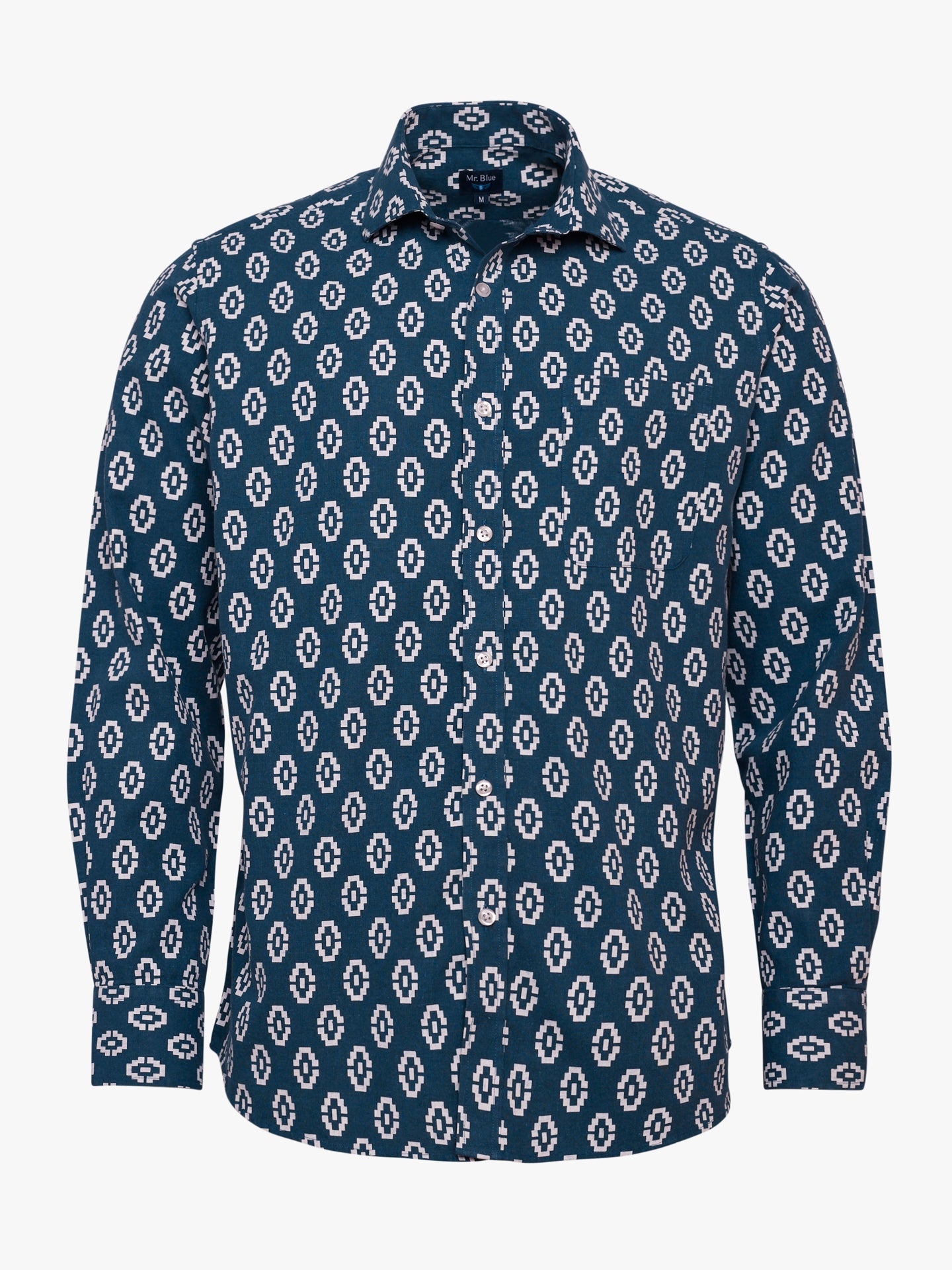 Camisa Regular Fit Lino Azul Mr. Blue